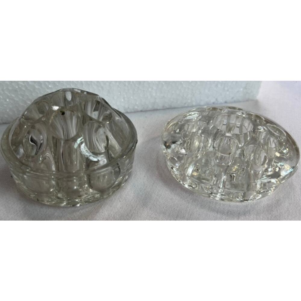 Vtg Glass Flower Frog Set Florist Arrangements Centerpieces Retro Decor Cottage